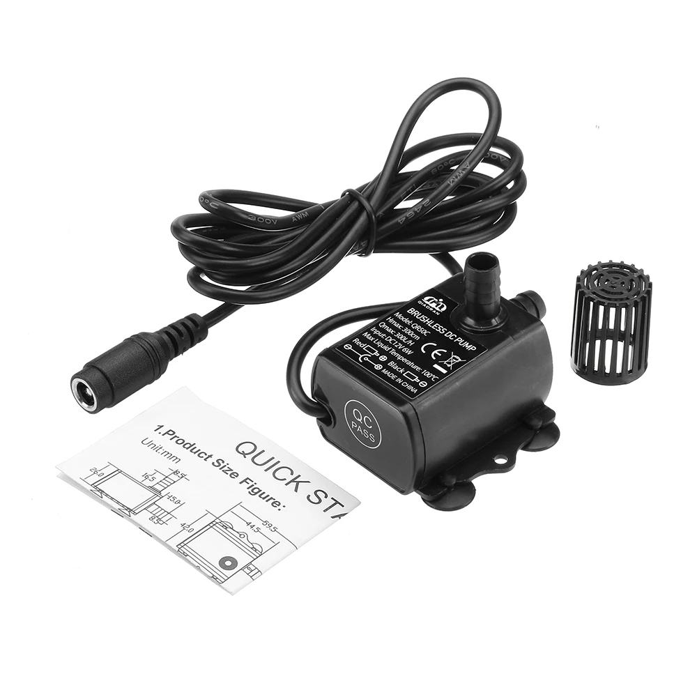 

Ultra-quiet Mini Water Pump DC 5V 12V 6W 300L/H Brushless Waterproof Submersible Fountain Aquarium Circulating Lift Water Pump