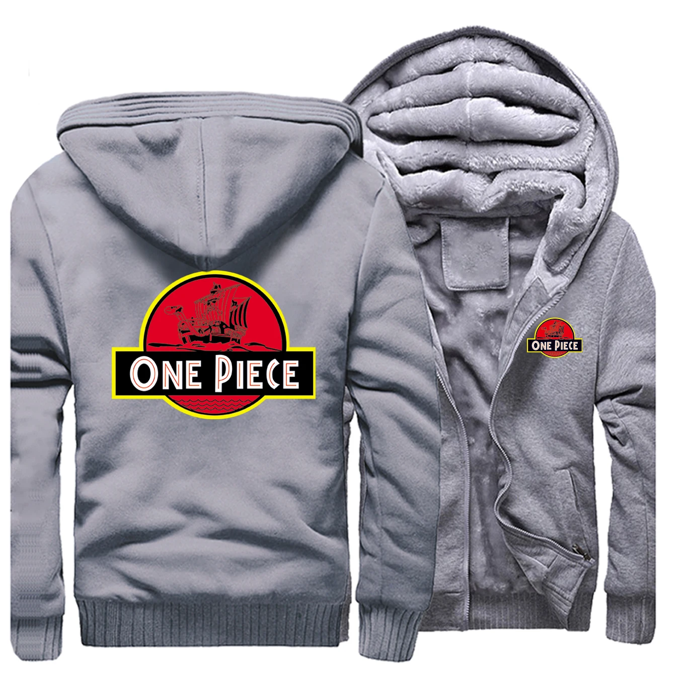 

One Piece Jackets Men Japanese Anime The Pirate King Luffy Sweatshirt Hoodies Winter Thick Zipper Fleece Warm Coats Sportswear