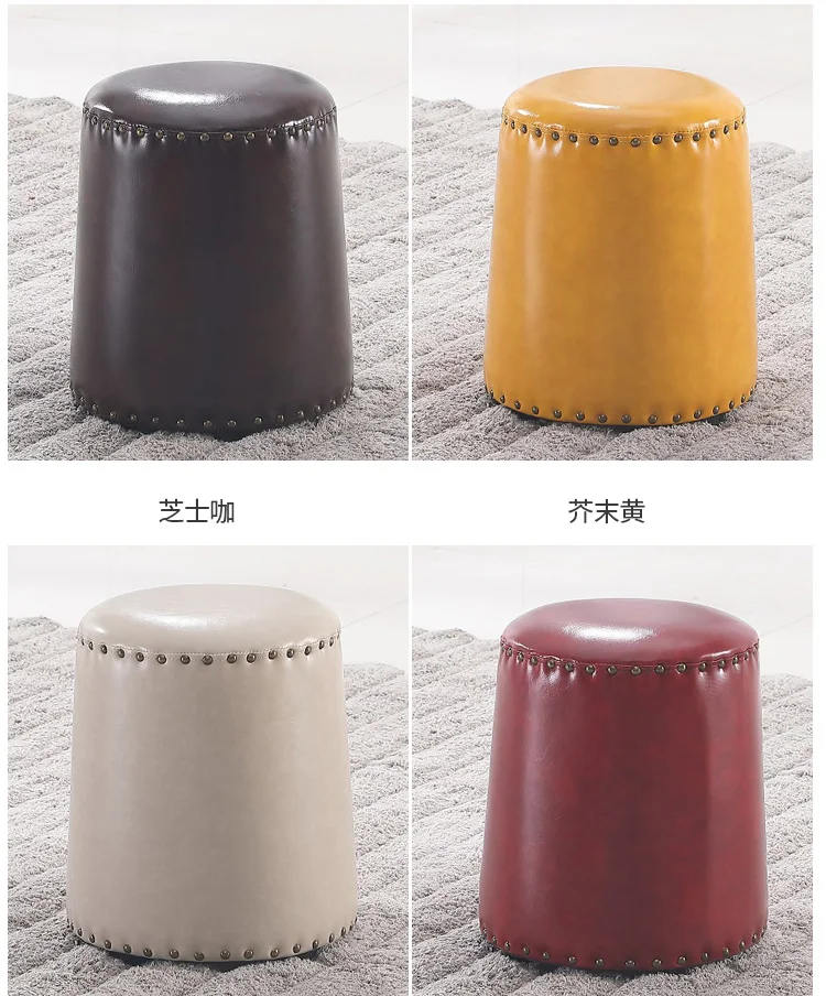 40 см кожаный круглый табурет модные креативные кофейные табуреты домашний диван