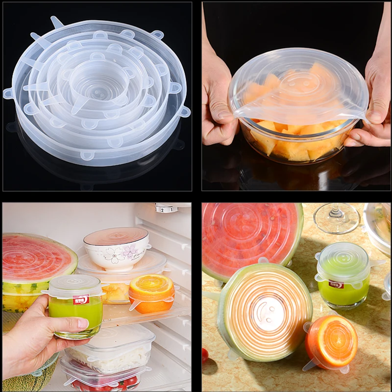 Универсальные силиконовые крышки для пищевых продуктов эластичные колпачки