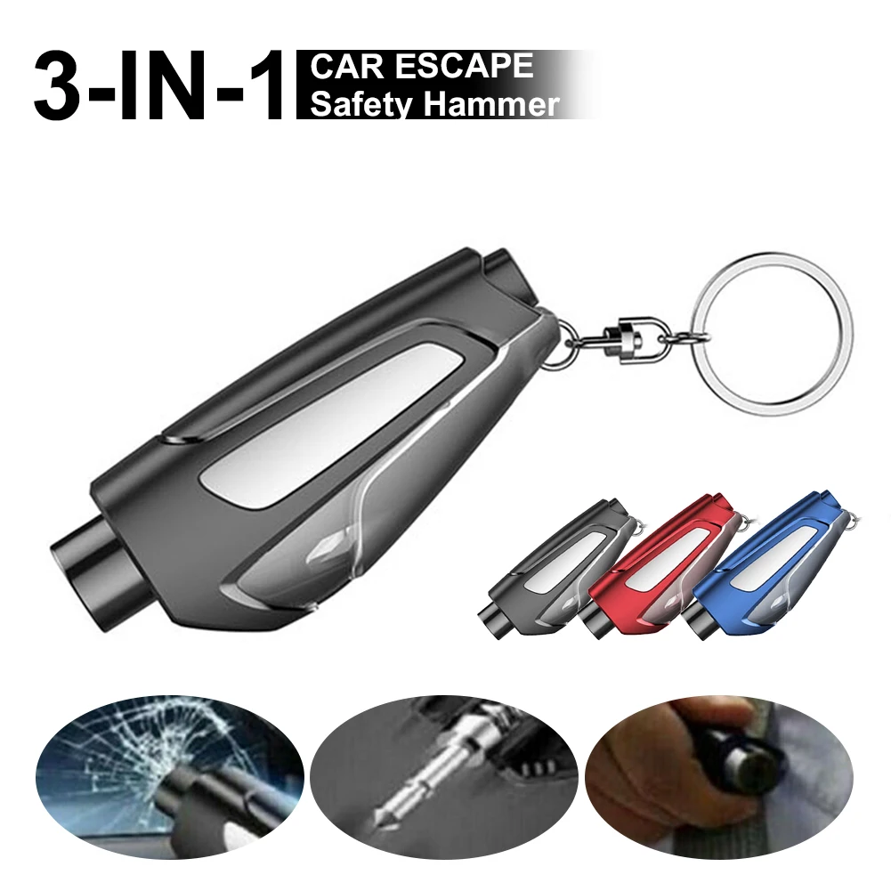 

Car New Safety Hammer Emergency 2 In 1 Car Window Breaker Seat Belt Cutter with Keyring Life-Saving Escape Hammer Emergency Tool