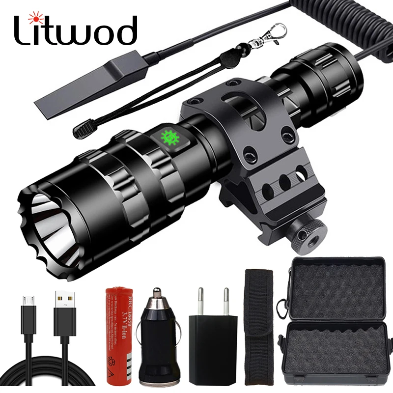 Тактический фонарь для разведчика охоты светодиодный фонарик водонепроницаемый