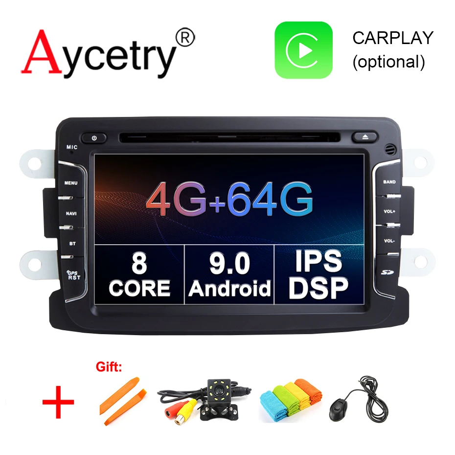 Ips DSP 4G 64G Автомобильный мультимедийный dvd-плеер Android 9,0 gps Авторадио для Duster/Captur/Lada/Xray 2/Logan 2/Dacia/Sandero Автомагнитола