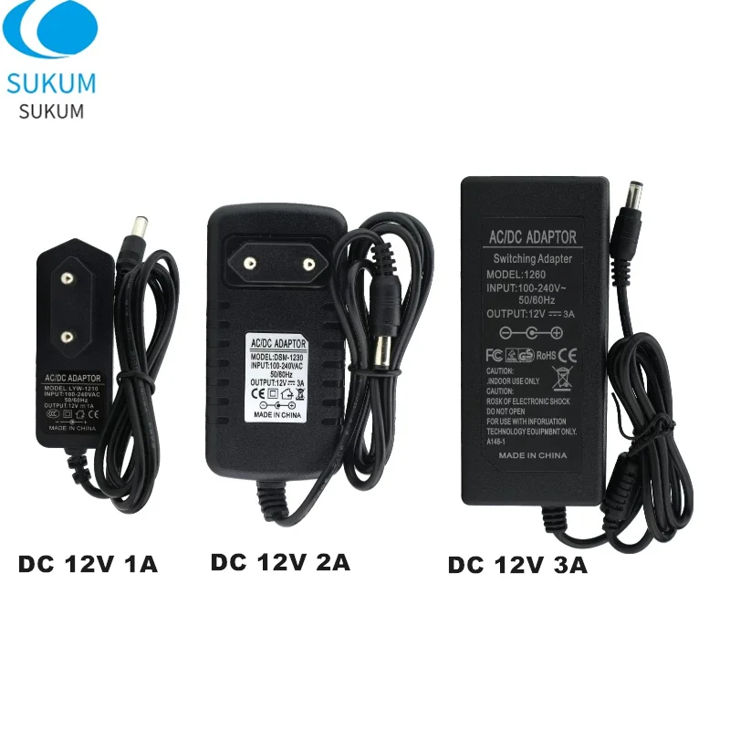 DC 12V 1A 2A 3A 5A 10A Power Adapter Switch Power Supply Charger EU US For LED Light Strips CCTV