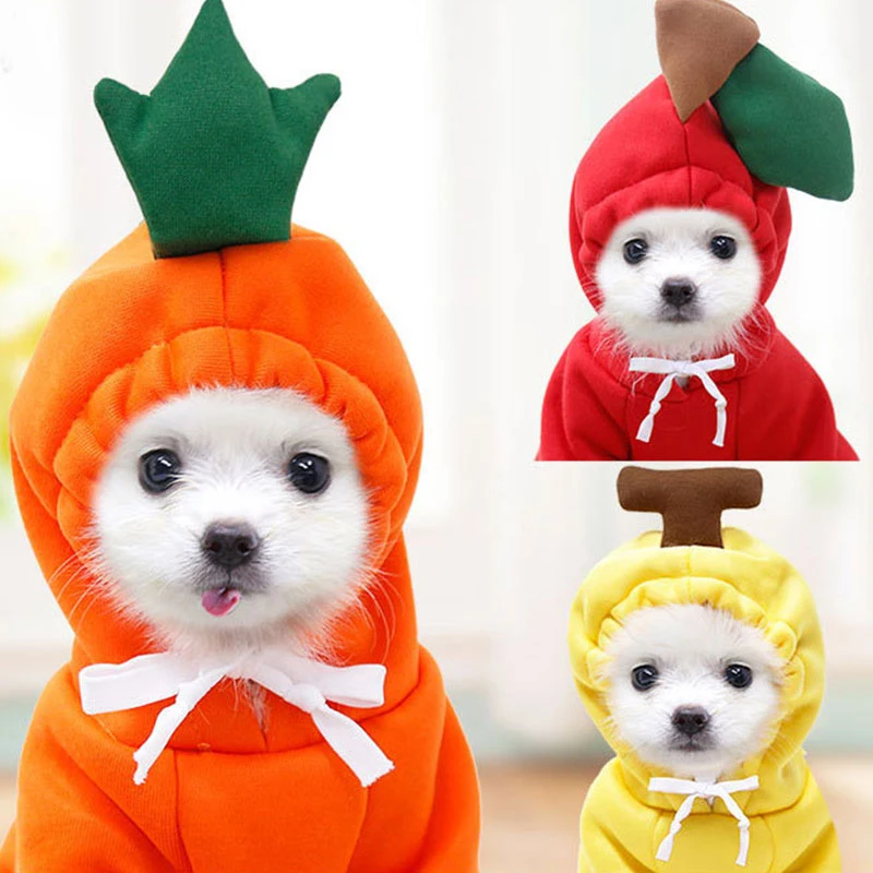 

2021 Cute Sweet Fruit Series Warm Dog Clothes Hoodie Pullover Dogs Pets Clothing Cat Sweater Autumn Winter Puppy Dog Accessories
