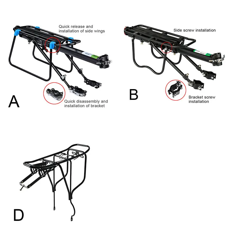 

Bike Bicycle Luggage Cargo Rack Bike Carrier Rack Quick Release Mountain Road Bicycle Rear Rack WHShopping