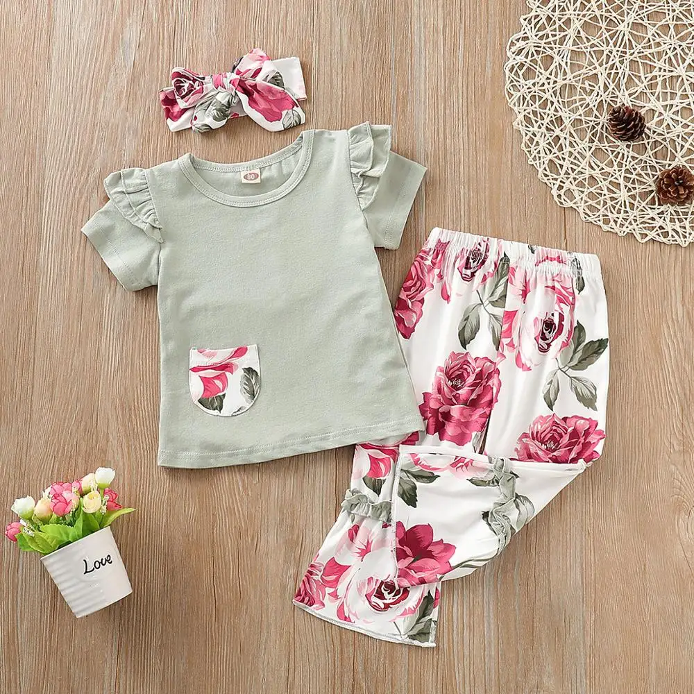 Детский комплект одежды для маленьких девочек топы с длинными рукавами