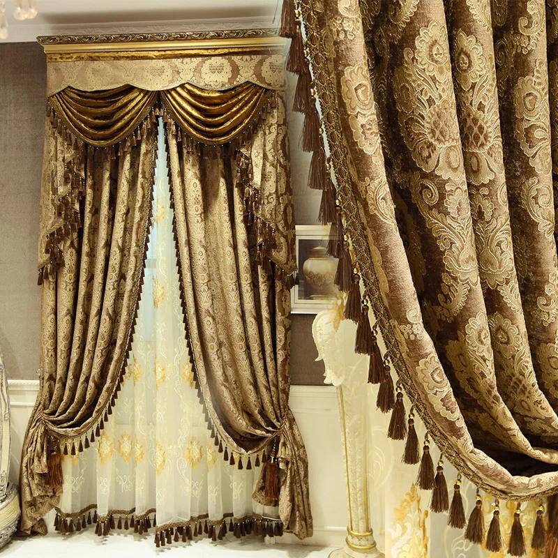 

Villa Luxury Atmosphere High-end Chenille Blackout European-style Curtain for Living Room Bedroom Simple Curtains