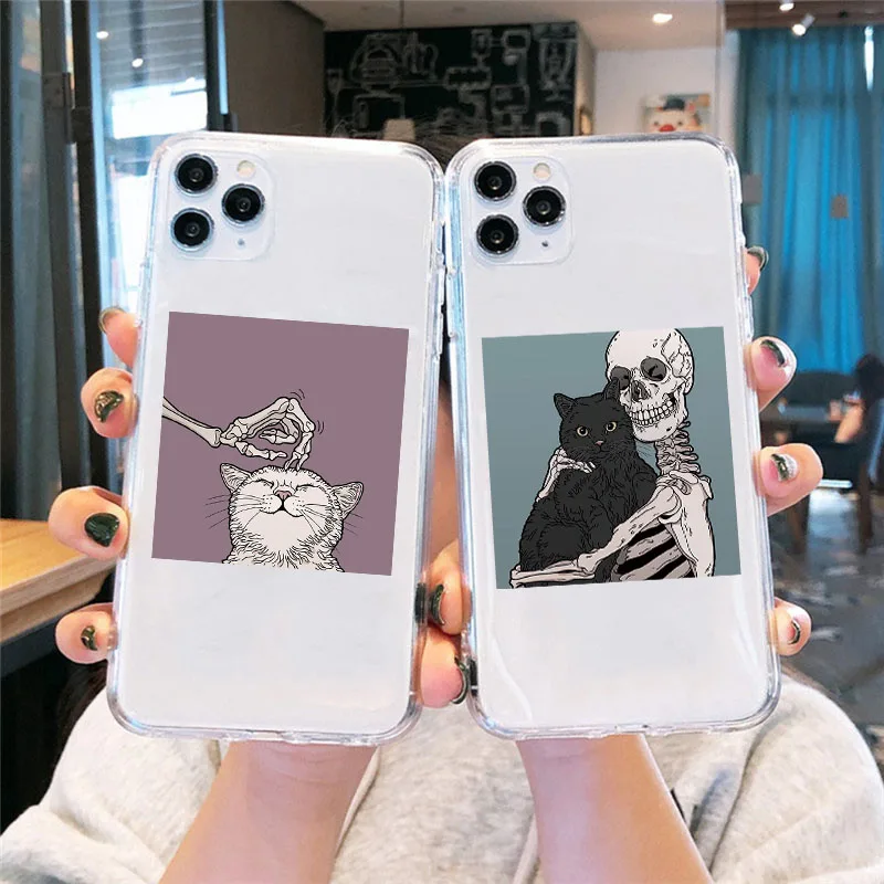 Мягкий чехол из ТПУ для телефона iPhone 12 Pro mini XS Max XR X SE 2020 7 8 6 6S 5 Plus Забавный с черепом