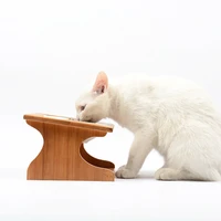 pet bowl cat dog solid wood bowl pet table gold height protection cervical vertebra solid wood double bowl