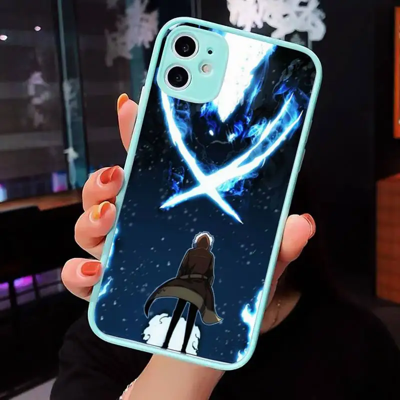 

Anime solo leveling Sung Jin woo Phone Case Matte transparent For blue iPhone 12 Mini 11 Pro XR XS Max 7 8 Plus X Back Cover