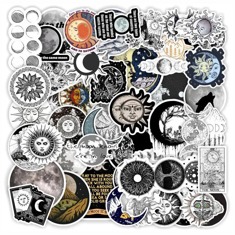 103050pcs retro moon witch stickers aesthetic diy water bottle motorcycle phone case waterproof graffiti cool stickers decals free global shipping