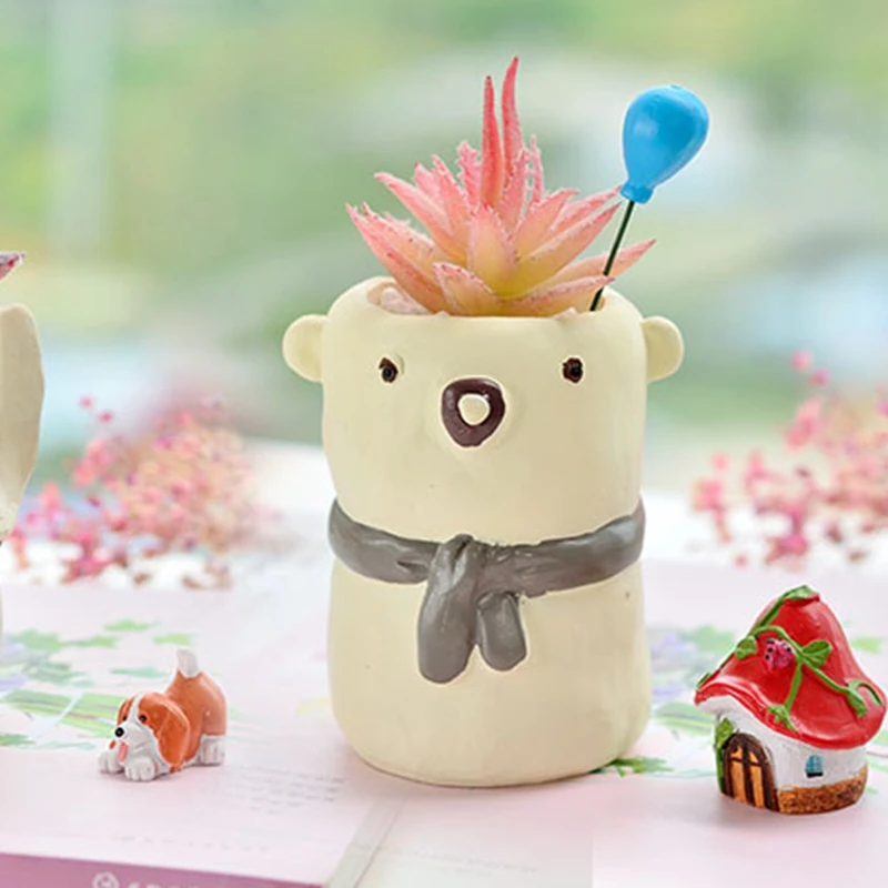 DIY бетонный цветочный горшок форма мультфильм Медведь сочные растения