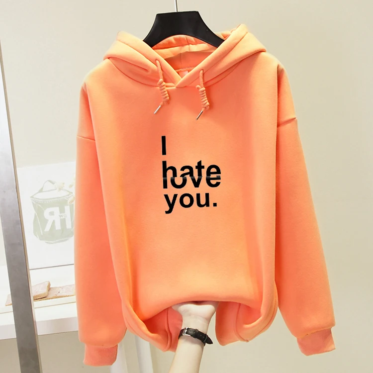 Толстовки с надписью I Hate Love You модная зимняя Повседневная Толстовка для мужчин и