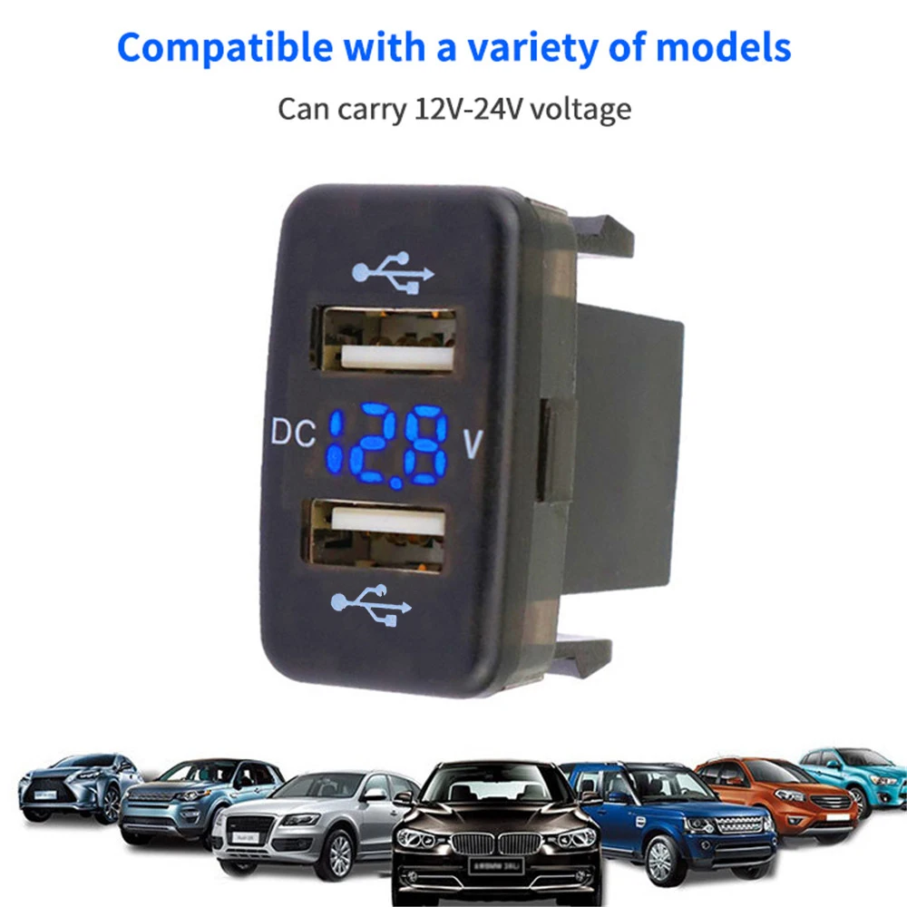 Автомобильное зарядное устройство с двумя USB-портами 2 1 А 12-24 В СВЕТОДИОДНЫЙ