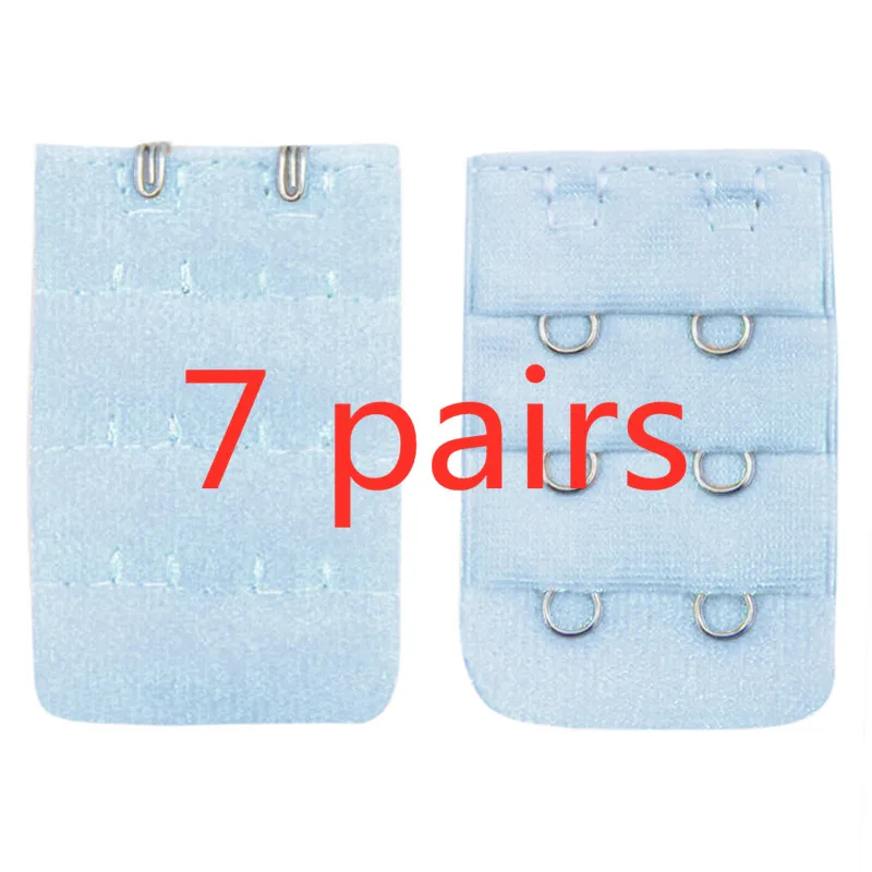 Blue 7 пар удлинителей для бюстгальтера, 3 крючка, 2 ряда, женское нижнее белье, удлиненные крючки для бюстгальтера, аксессуары для бюстгальтера для женщин - Цвет: Blue