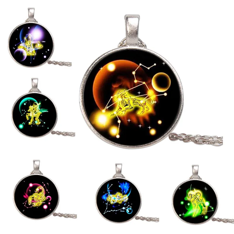 

12 Twelve Constellations Necklace for Women Leo Cancer Taurus Pendant Lion Symbol Simple Ladies Jewelry Moon Necklace Gifts