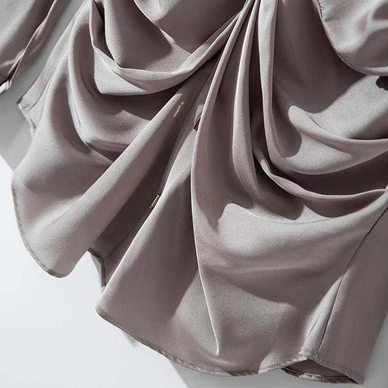 Женская шелковая блузка элегантная Стильная однотонная из 89% шелка 2 цвета