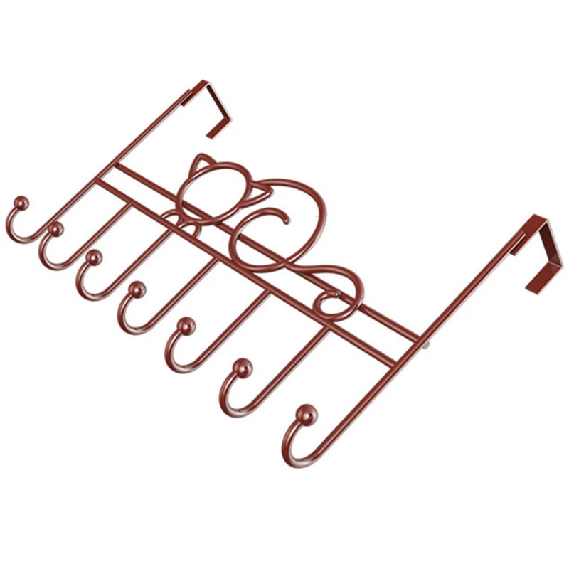 

7-Hook over Door Hanger Iron Art Bag Clothes Key Scarf Hanging Holder Bathroom Kitchen Home Back Door Organizer