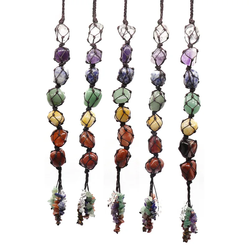 Natural Crystal Stone Beads Seven Chakra Pendant Yoga Meditation Energy Hand Woven Decoration Accessories | Украшения и