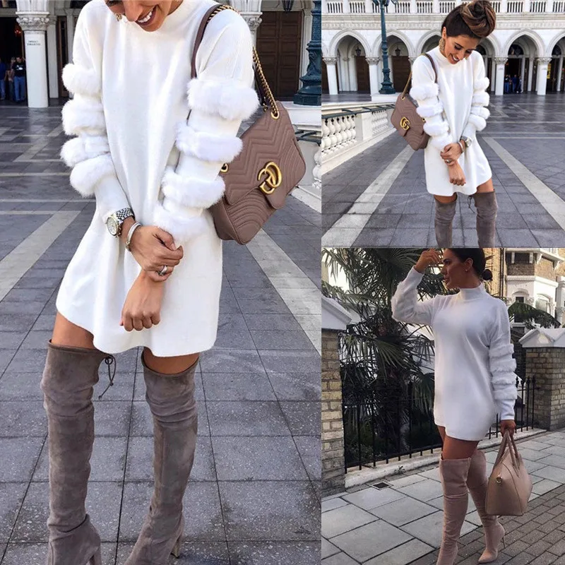 Женское облегающее платье с длинным рукавом белое пикантное прямое вечернее