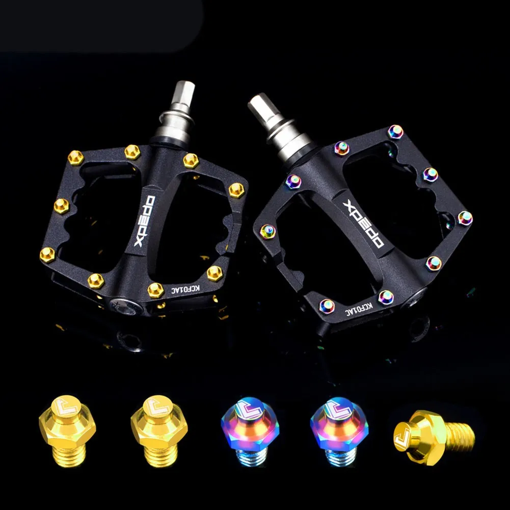 

8pcs Anti-Slip Pedal Stud Bolts Multicolor Bicycle M4*5mm Titanium Alloy Bike Pedal Non-slip Screws For MTB Road Bike