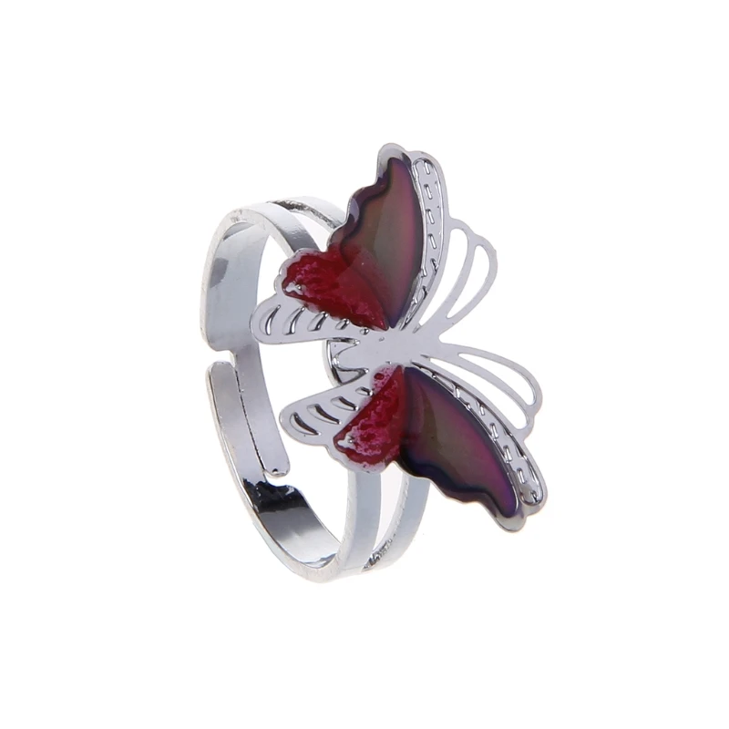 

Colorful Butterfly Mood Ring Temperature Emotion Feeling Rings For Women Kids 45BC