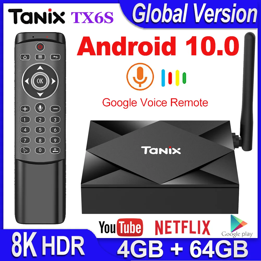 Tanix TX6S Android 10,0 Смарт ТВ приставка 4 Гб ОЗУ 32 Гб 64 Гб четырехъядерный ТВ приставка Allwinner H616 H.265 4K медиаплеер 2 ГБ 8 ГБ pk Tanix TX6