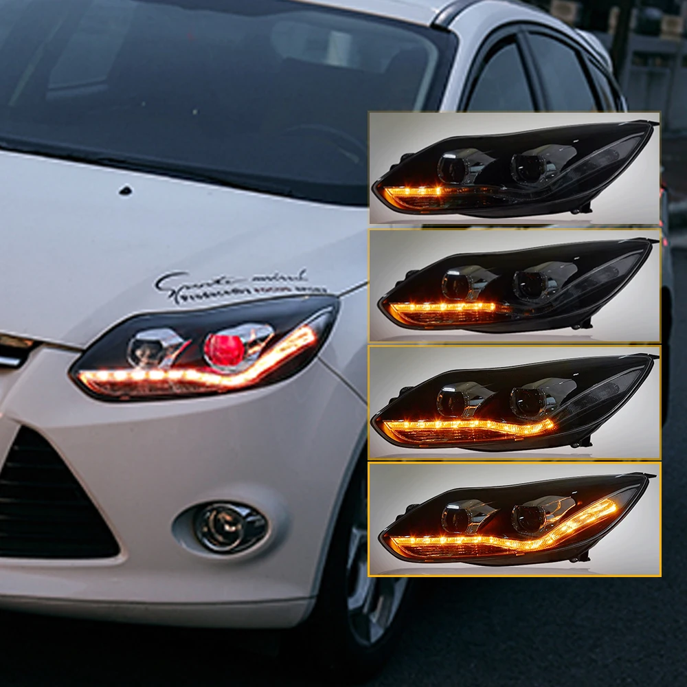 CSCSNL 2Pcs Car Assembly for Focus 2012 2013 2014 Headlight LED DRL Lens Double Beam Bi-Xenon HID Dynamic turn signal | Автомобили и
