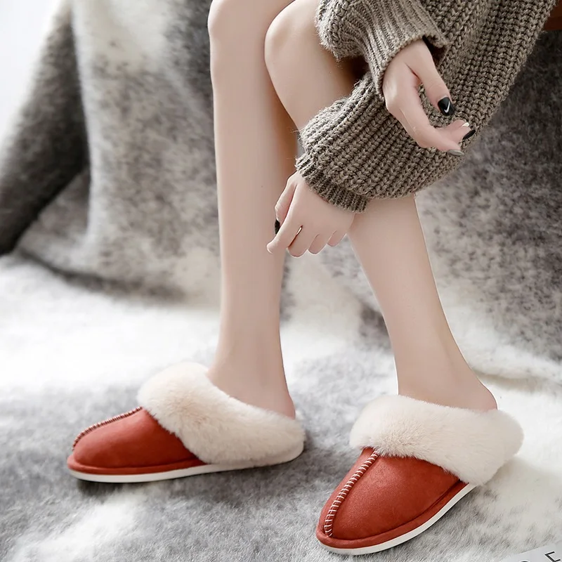 Женские домашние тапочки зимние шлепанцы для пар удобная обувь из кораллового