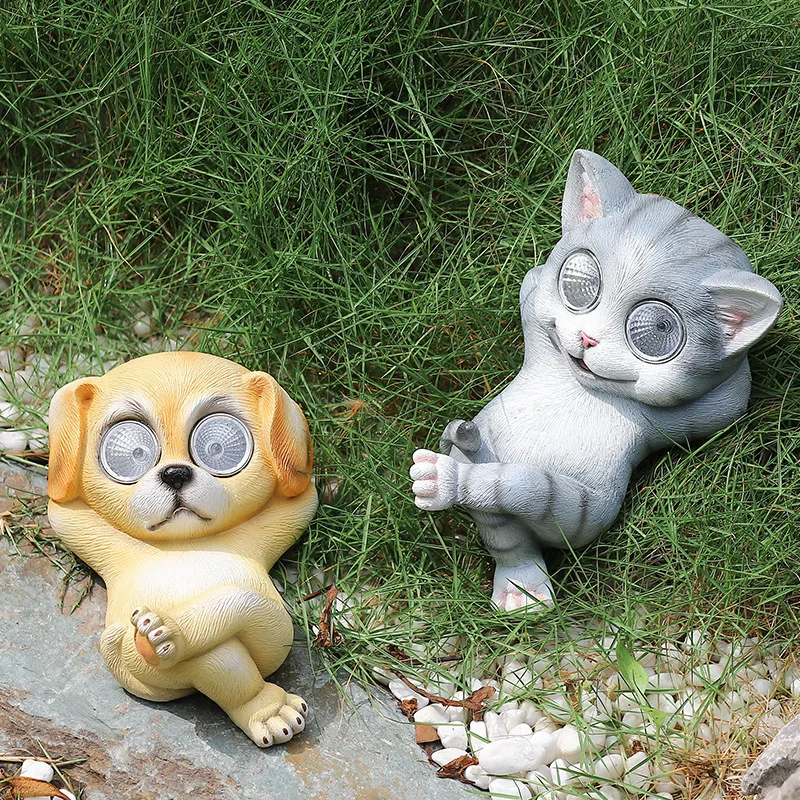 

Креативная имитация милой собаки из смолы, ручная работа, уличная лампа на солнечной батарее, садовый двор, украшение для животных