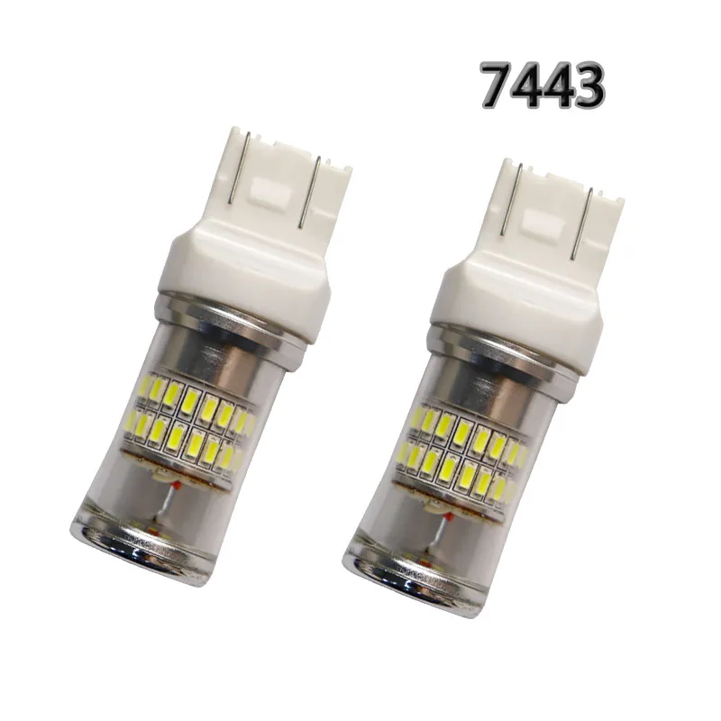 100 шт./лот Высокий люмен T20 7440 7443 W21/5W W21W 0.38A 48 SMD 3014 Светодиодные линзы сигнал
