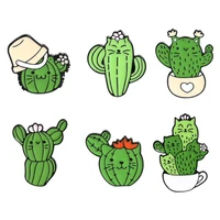 cartoon cactus lapel pins cute enamel badges anime brooches for women hijab pin metal decorative badge vintage brooch on clothes