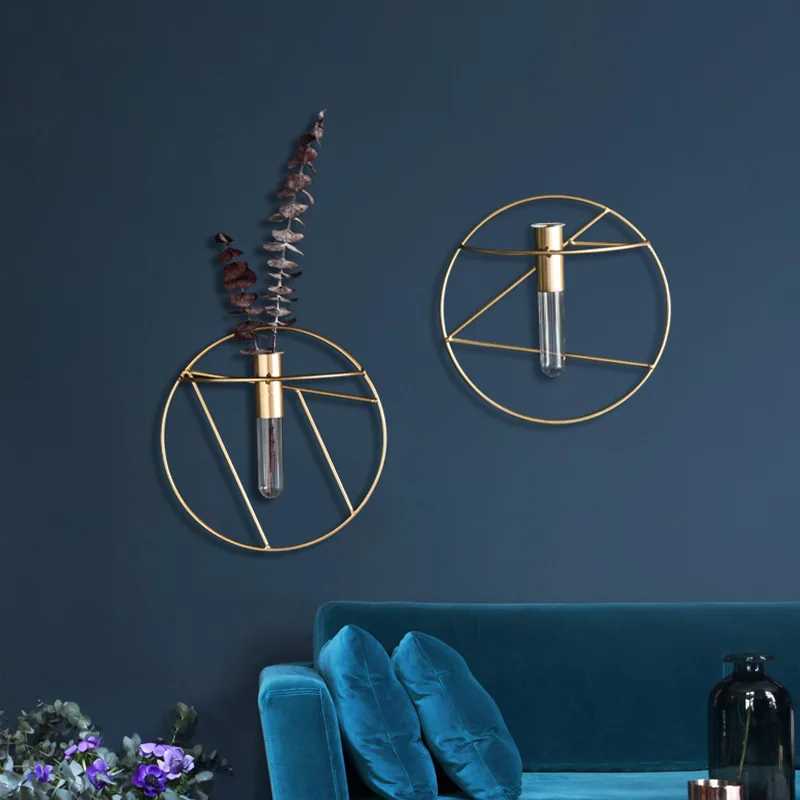 Скандинавская Геометрическая круглая форма стеклянная железная Золотая