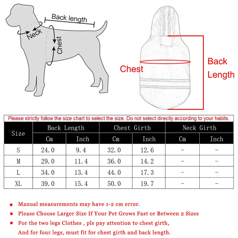 

Spring Summer Dog Raincoat Reflective PU Puppy Pet Rain Coat Hooded Waterproof Dog Jacket Clothes For Dogs Chihuahua Yorkshire