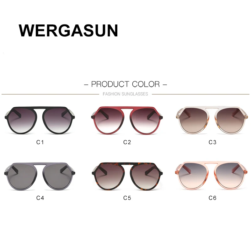 

WERGASUN New Classic Oval Fashion Women Sunglasses Female Vintage Luxury Plastic Brand Designer Sun Glasses UV400