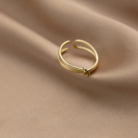 MloveAcc реальные 925 стерлингового серебра Мода в Корейском стиле минимализма с двойным узлом открытие кольцо на палец для женщин, шикарные вечерние, ювелирное изделие, подарок