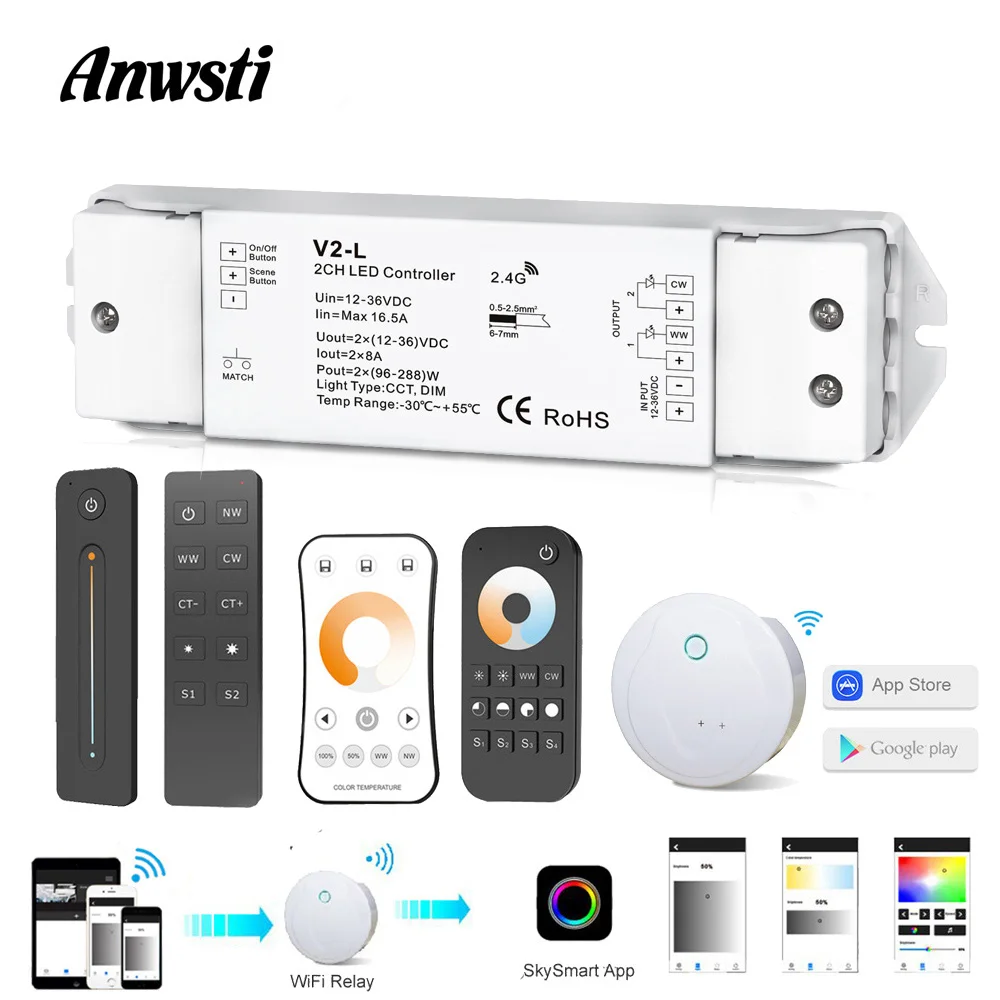 WW CW Светодиодный контроллер Wifi Smart RF беспроводной 2 4G пульт дистанционного