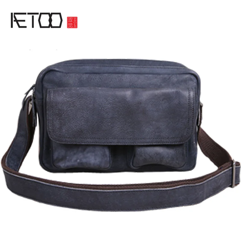 AETOO винтажная кожаная мужская сумка Мужская маленькая на одно плечо повседневная