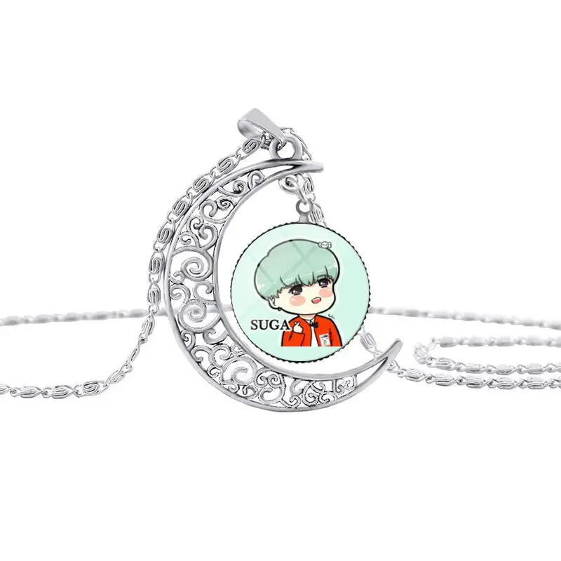 Kpop Comic Bangtan Boys Подвеска Ожерелье Луна винтажное ожерелье со стразами подарок для