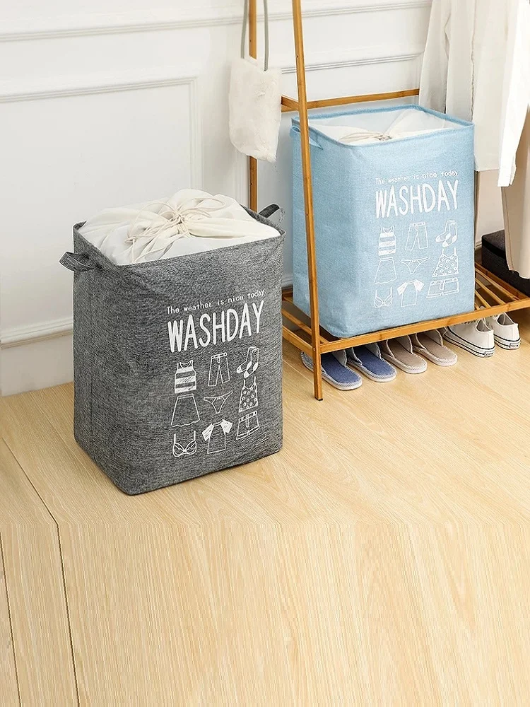 

Large Capacity Foldable Laundry Hamper Household Square with Handles Bundle Storage Bag Mac Cotton Linen Debris Storage Basket