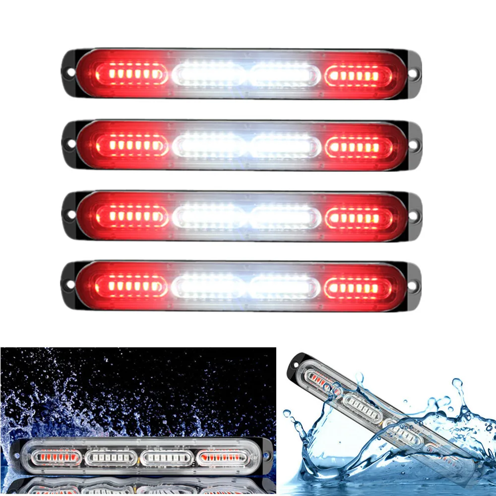 

Flashing Light Truck Lights 24LED Trailer Truck Warning Light White/Red leds 24v Truck Strobe Lights Emergency Trailer Lights