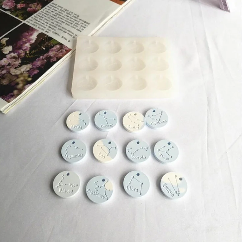 

12 ConstellationDIY Resin Crystal Epoxy Pendant Silicone Mold Handmade Necklace Pendant