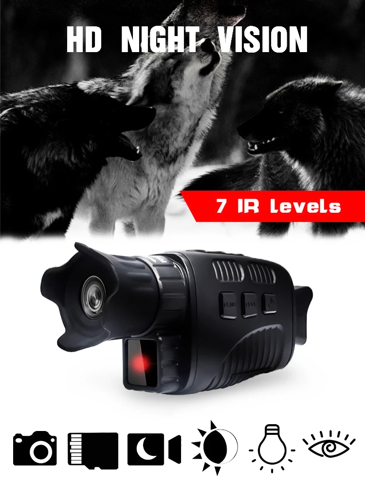 1 5 Дюймовый ЖК-дисплей ночное видение Запись видео Монокуляр водостойкие очки