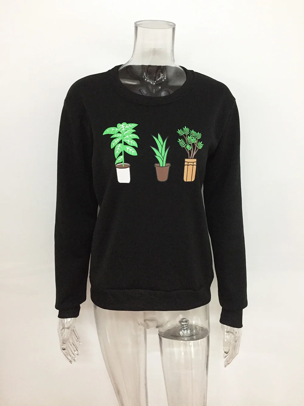 Милые толстовки с принтом растений свитшоты женские повседневные милые в стиле