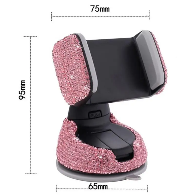 

5 Colors Universal 2 in 1 Car Mobile Phone Holder Shiny Rhinestones Suction Cup Mount Dashboard Air Vent Clip Auto Phone Stand