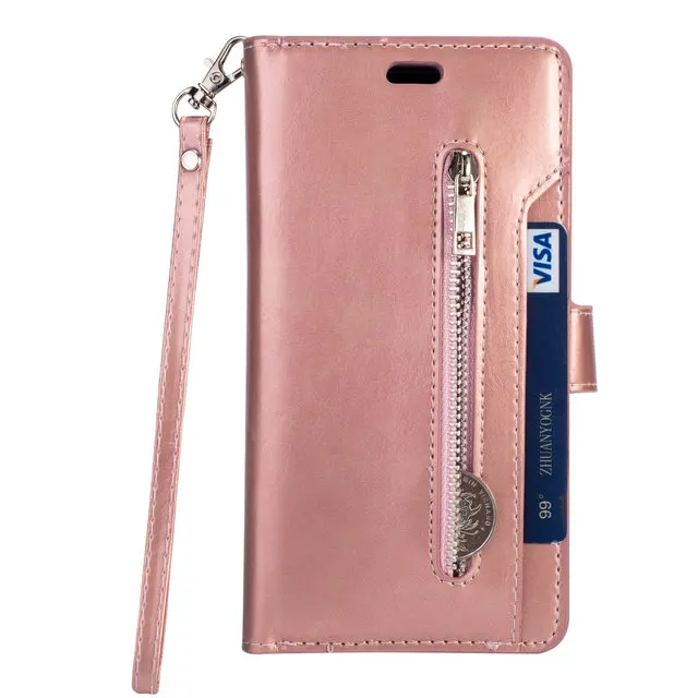Rose gold Роскошные молния для samsung Galaxy A30 A50 A70 A10 A20 A40 A60 A50S A30S A20E кожаный бумажник чехол M10 M20 M30 M40 Флип Стенд кожаный чехол - Цвет: Rose gold