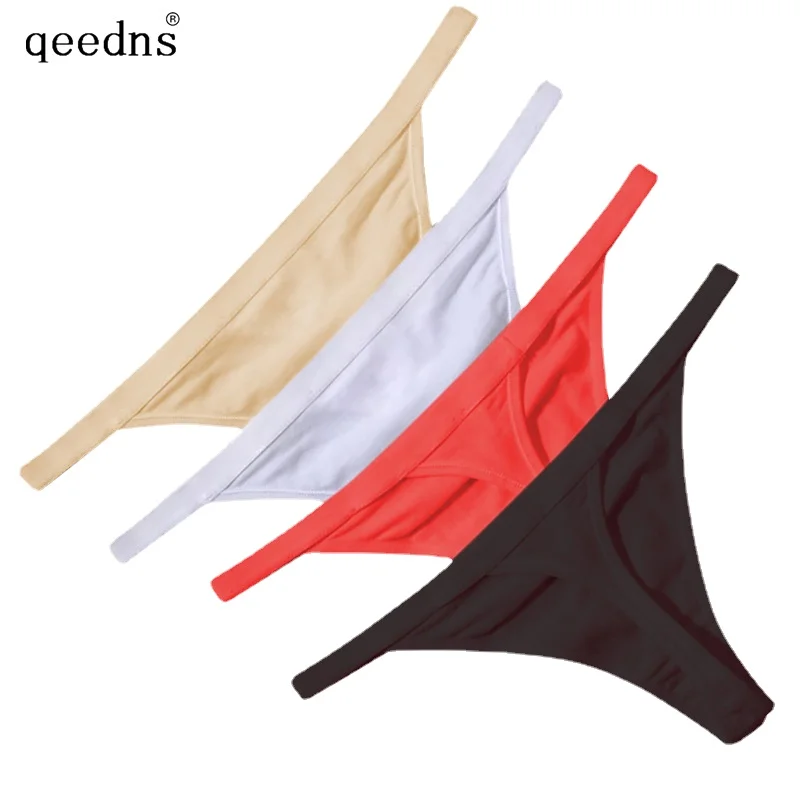

4 Pcs Sexy Women Cotton G String Thongs Low Waist Seamless Female Underpants Comfortable Ladies Underwear Lingerie