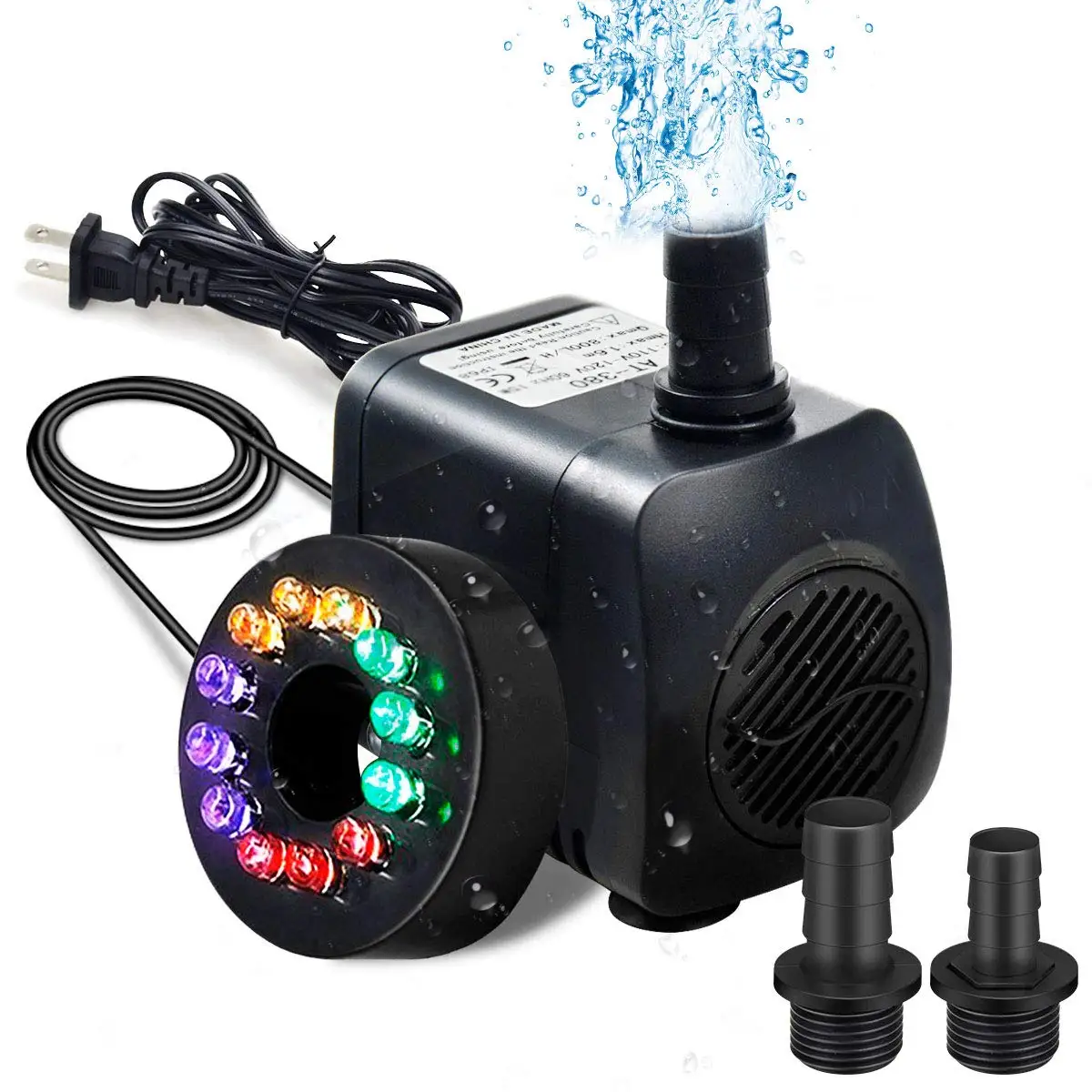 110V 110-240V погружные водяные насосы для аквариума Гидропоника пруд скульптуры садовый фонтанный насос, украшенное мозаикой из драгоценных камней, 12 шт. светодиодный свет - Цвет: 110V
