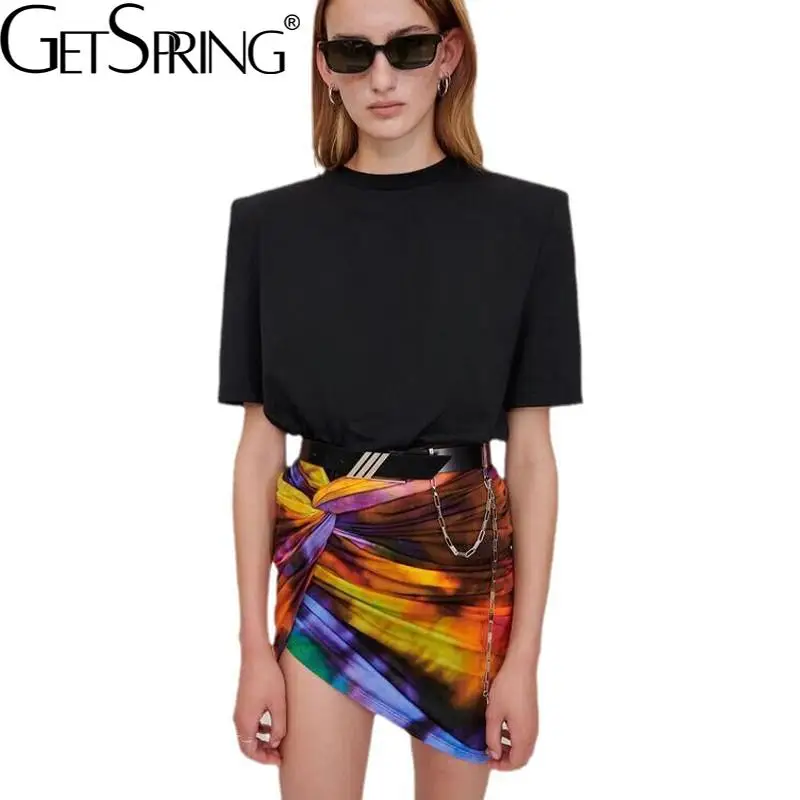 Getspring женская футболка 2021 хлопковая белая с подкладкой на плечах летний топ для